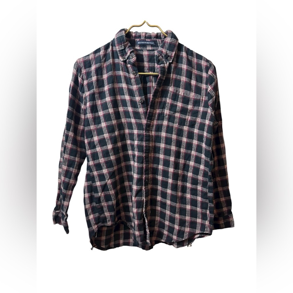 BRANDY MELVILLE | button down plaid shirt top